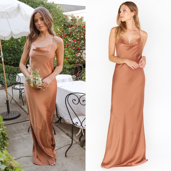 Show Me Your MuMu Dresses & Skirts - Show Me Your Mumu Tuscany Slip Maxi Dress in Copper Luxe Satin sz M